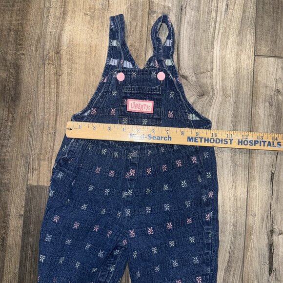 Vintage Liberty 100% Cotton Blue Denim Ribbon Bows Overalls Sz 18M - Picture 7 of 8